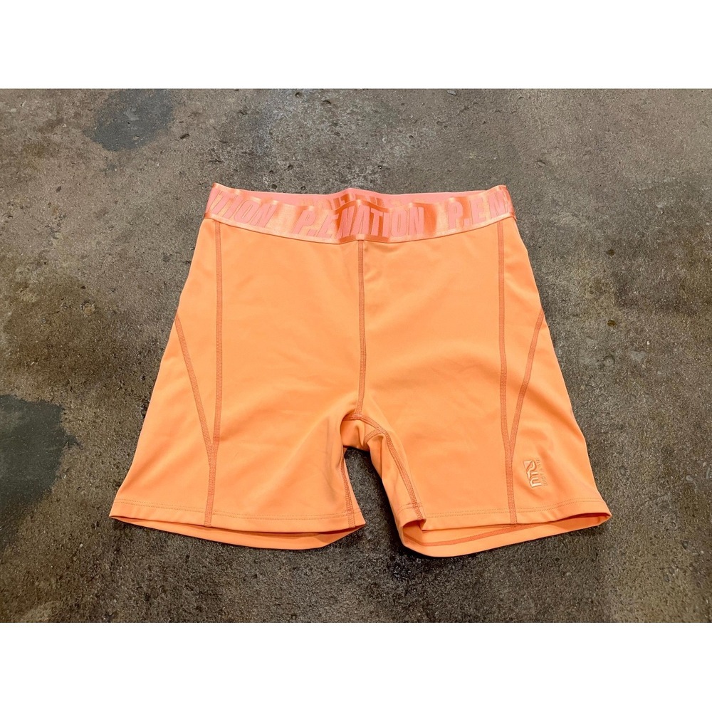 P.E Nation Backcheck Bike Shorts Women L Cantaloupe Orange Stretch Elastic Waist